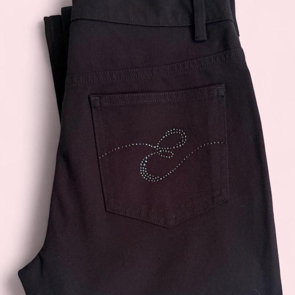 Escada Sport Linda Slim Black Pants Rhinestone Embellished US Size 4 Womens